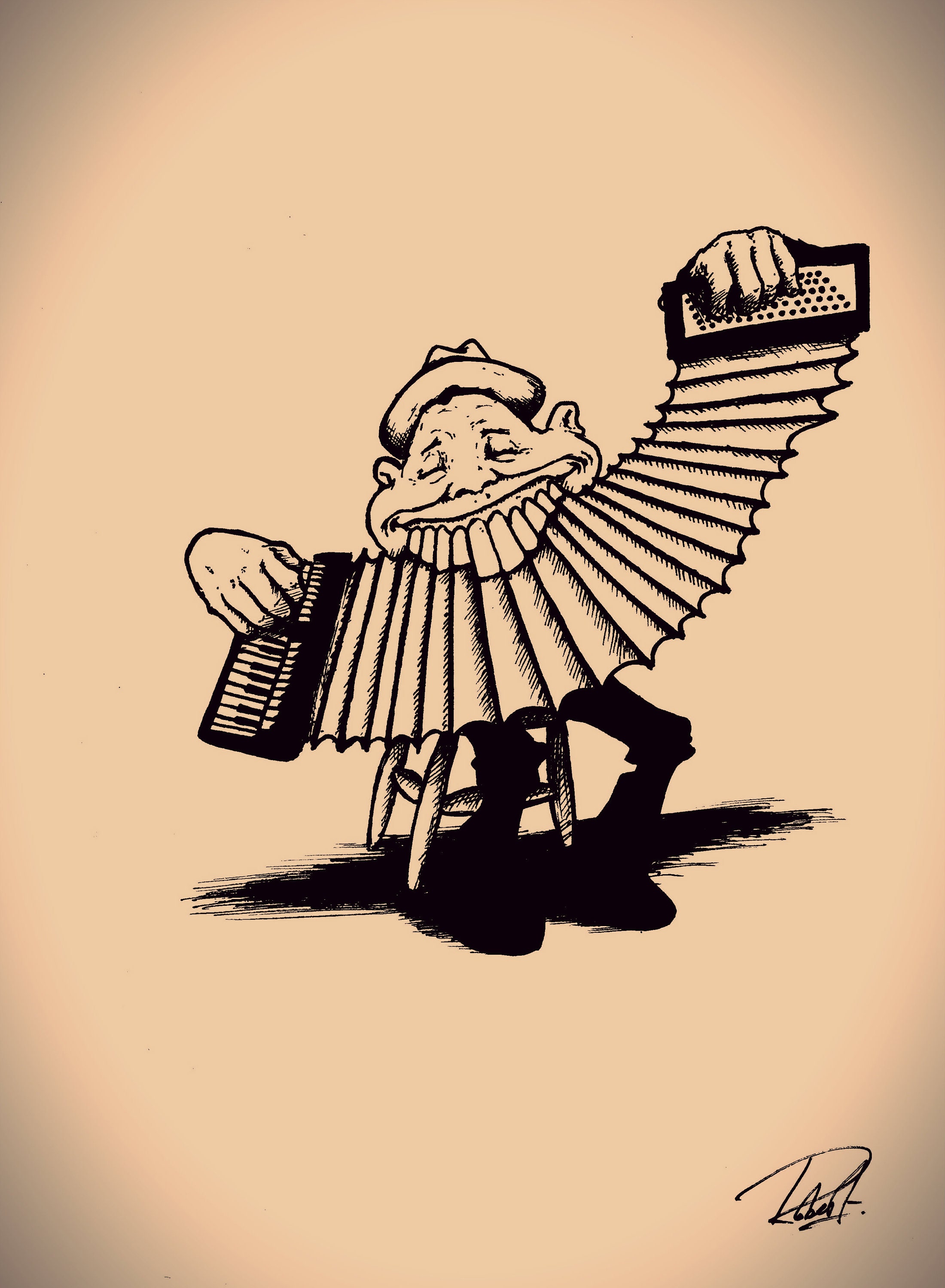 The Accordion Man / Jazz Age Style Print / Cartoon/ 1920's Art Deco/  Original Wall Art/ A4/ Grand Ole Art Brass Band Collection - Etsy