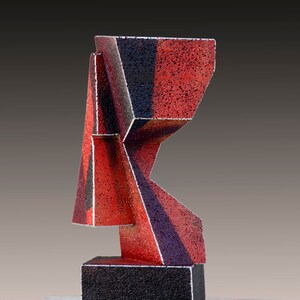 DOUBLE AGENT Abstract sculpture. Cast metal maquette. Possible monumental statue. Architectural geometric modern contemporary. Arfsten image 1
