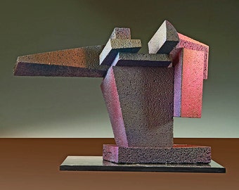 FORMIDABLE - Abstract Sculpture. Modern Contemporary Architectural Geometric. Home office decor desktop tabletop. Cast aluminum maquette.