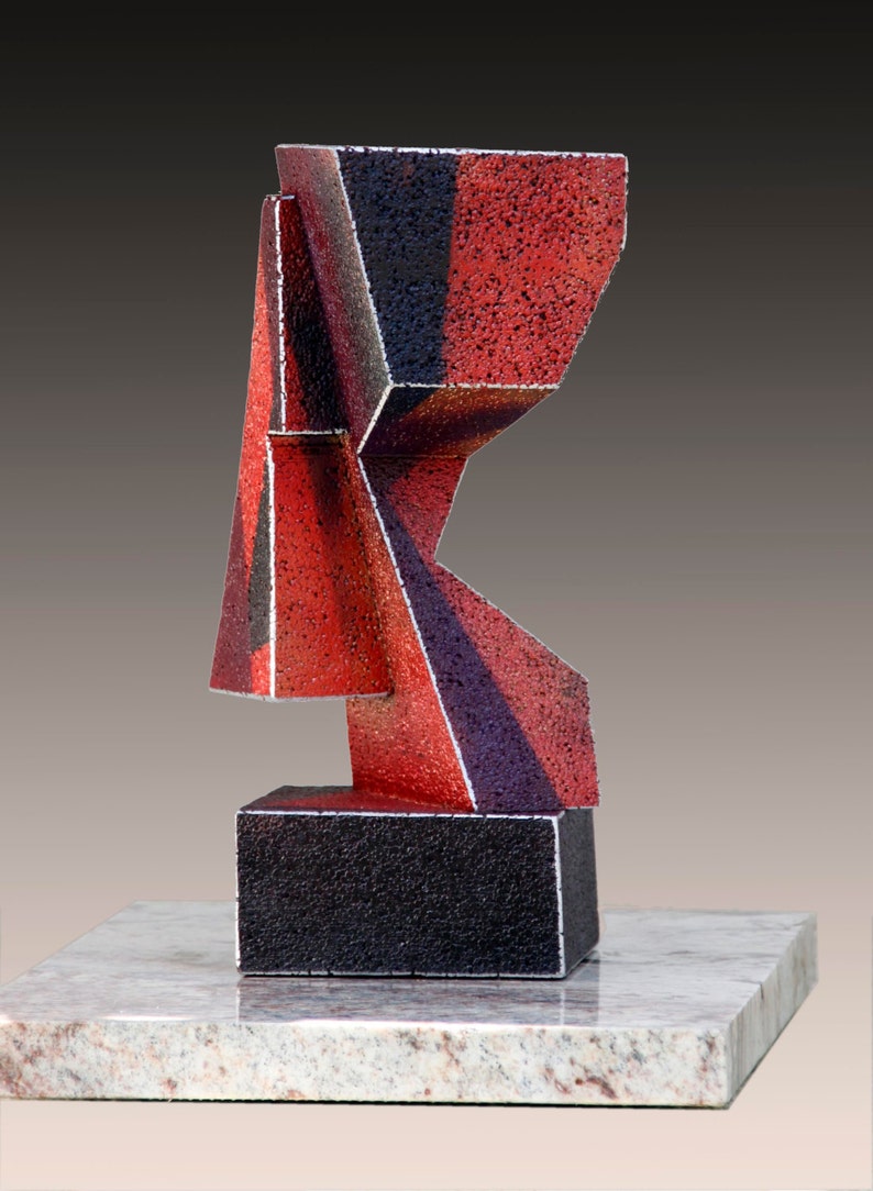 DOUBLE AGENT Abstract sculpture. Cast metal maquette. Possible monumental statue. Architectural geometric modern contemporary. Arfsten image 1