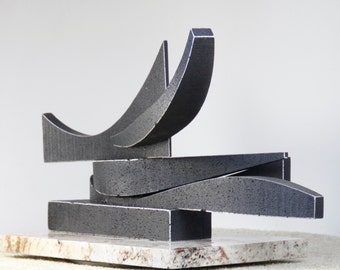 BLACK WATER - abstract sculpture. Cast metal maquette. Possible monumental statue. Architectural geometric modern contemporary art. Arfsten