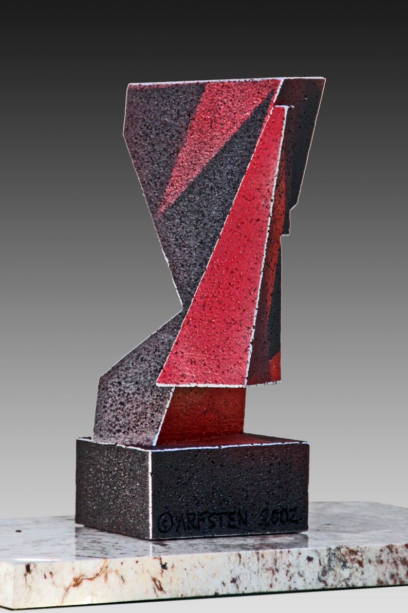 DOUBLE AGENT Abstract sculpture. Cast metal maquette. Possible monumental statue. Architectural geometric modern contemporary. Arfsten image 2