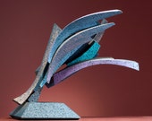 AZTEC HEADPIECE - Abstract sculpture. Cast metal maquette. Architectural geometric modern contemporary.