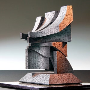 CONSENSUS - Abstract sculpture. Cast metal desktop maquette. Possible corporate statue. Architectural geometric modern contemporary office.