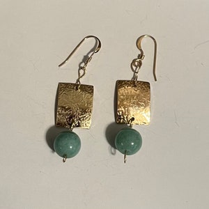 Gold and jade earrings