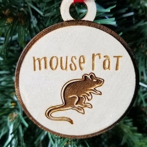 Parks and Recreation Mouse Rat Ornament Laser Engraved Andy Dwyer