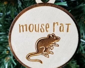 Parks and Recreation Mouse Rat Ornament Laser Engraved Andy Dwyer