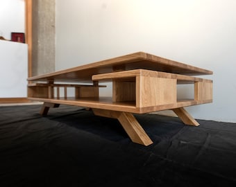 Coffee table, solid oak, walnut, "VADO"