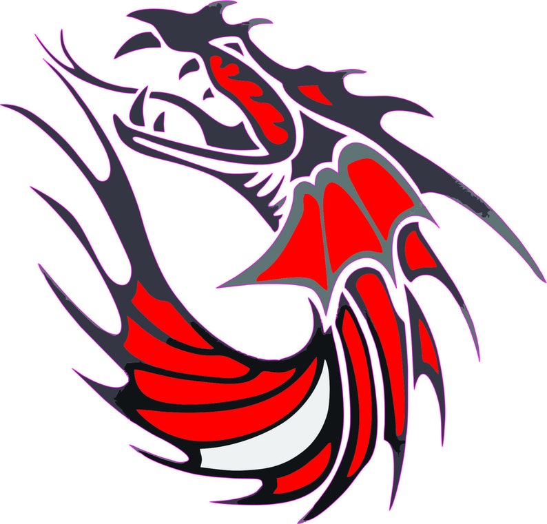 Full Color Red Dragon Decal for helmets auto window | Etsy