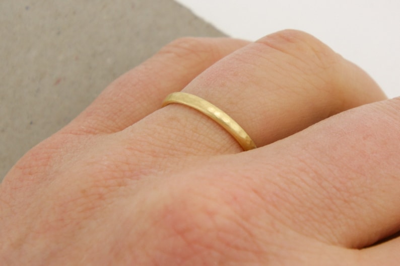 Wedding rings yellow gold 585, hammered Gold wedding rings rounded oval rounded narrow wide structure Hamburg Ina Stehle matt curved Ina Miret image 5