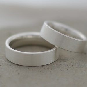 Wedding rings straight matt wide made of silver 6 mm angular simple Hamburg Wedding rings Goldsmith Ina Stehle ina Miret image 1