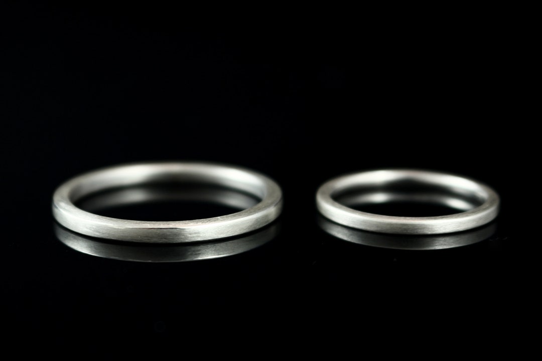 Angular Simple Rings Simple Wedding Rings Silver 1.5 Mm and 2 Mm Straight Matt Angular ...