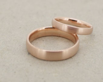 Wedding rings red gold plain matt, Hamburg