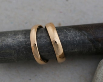 Polished rose gold wedding rings