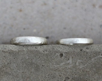 Silver wedding rings with textured surface 3 mm 4 mm Hamburg
