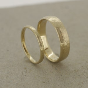 Wedding rings yellow gold 585, hammered Gold wedding rings rounded oval rounded narrow wide structure Hamburg Ina Stehle matt curved Ina Miret image 9