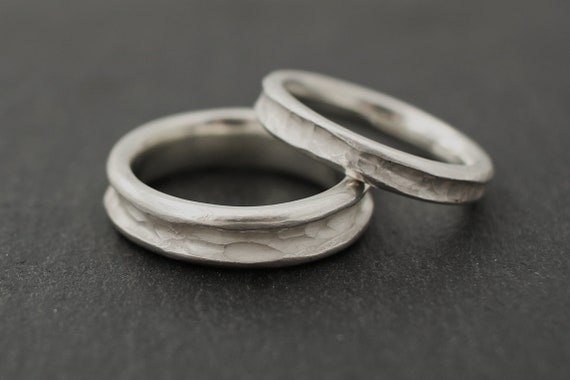 Nueva llegada diversión estrés Extraordinarios anillos de boda simplemente plata orgánica - Etsy España
