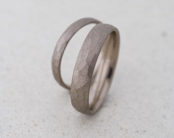 Sustainable white gold wedding rings - Fairtrade & Recycled with a matt finish