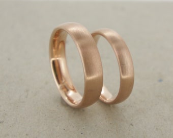 Wedding rings red gold plain matt, Hamburg