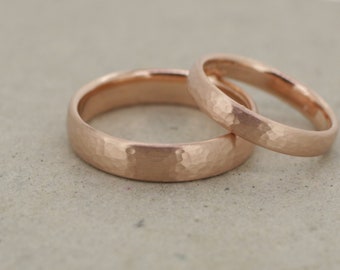 Wedding rings red gold plain matt, Hamburg