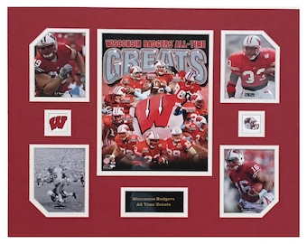 U Wisconsin Badgers NCAA Football All-Time Greats 16 x 20 inch Collage