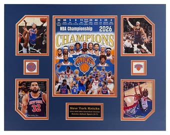Collage de 16 x 20 pulgadas de los New York Knicks, campeones de la NBA 2025-26.