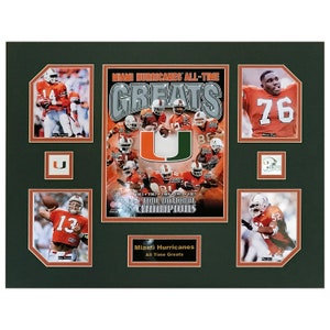 U Miami Hurricanes NCAA Football All-Time Greats 16 x 20 inch Collage