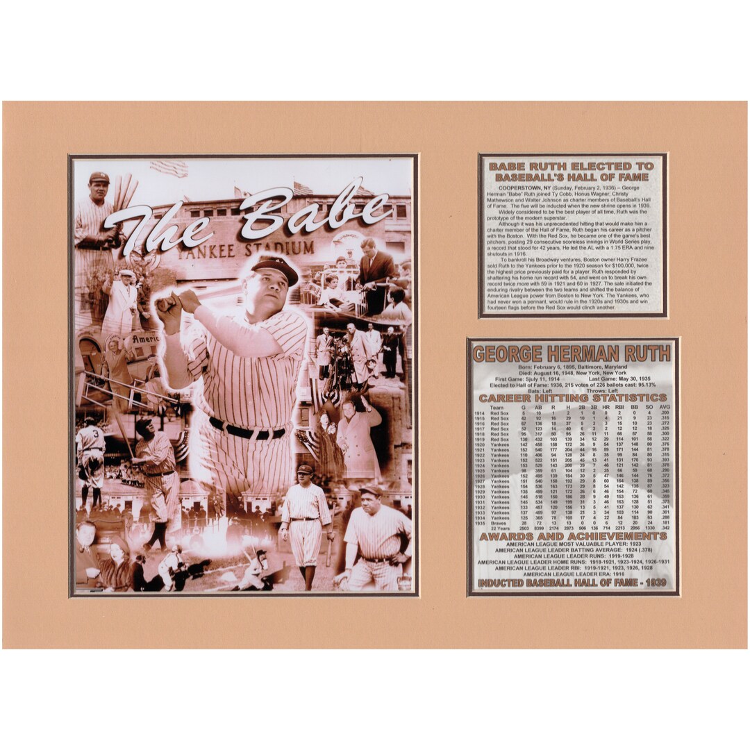 Babe Ruth New York Yankees Baseball Hall of Fame Tribute - Etsy