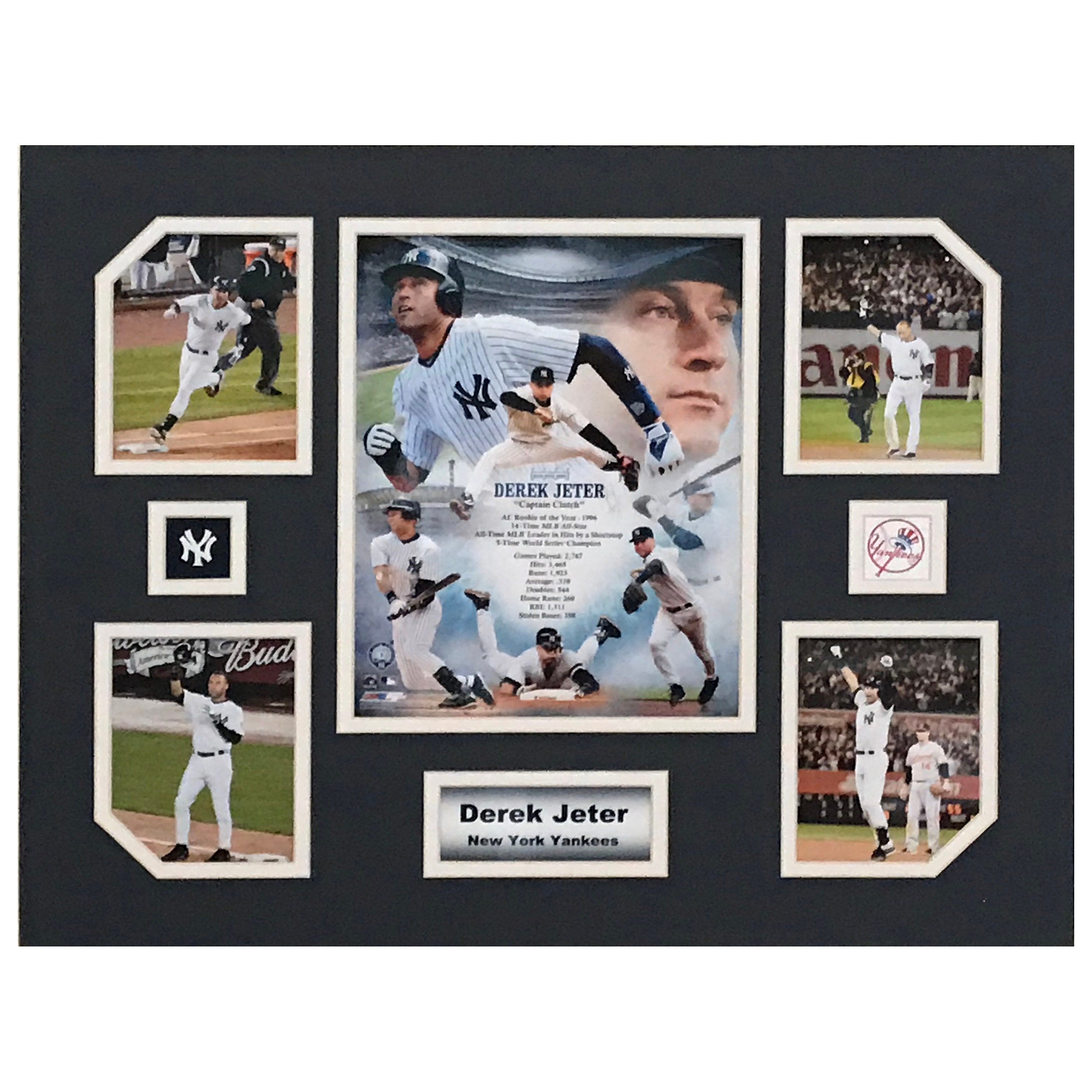 Derek Jeter Captain Collage New York Yankees 8 x 10 Framed Baseball Photo  with Engraved Autograph