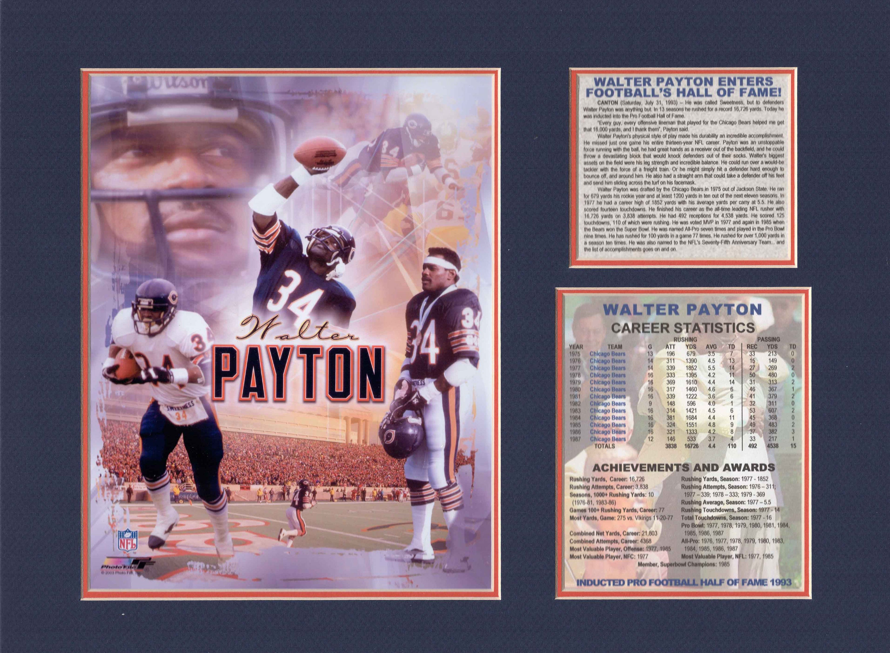 Walter payton hall cheap of fame jersey