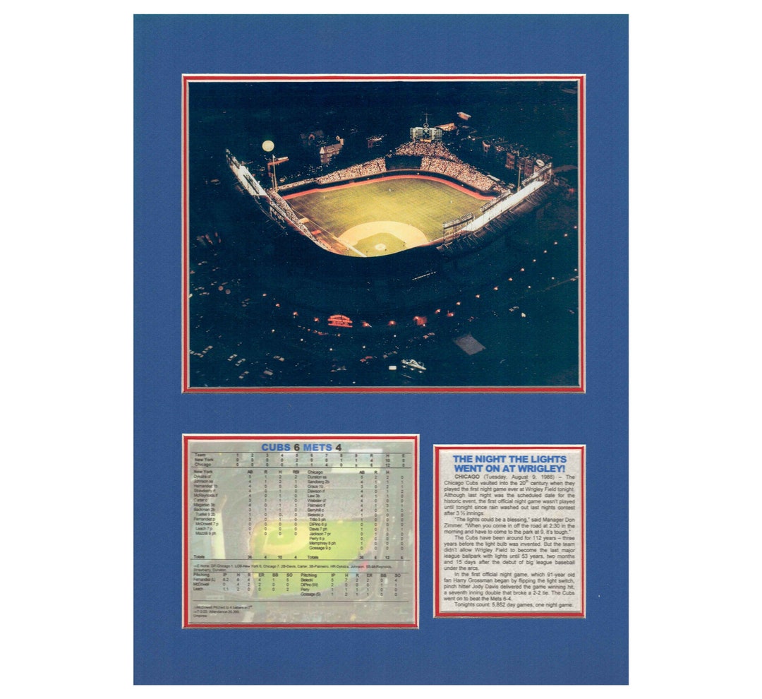 Wrigley Field Chicago Cubs First Night Game Tribute Etsy