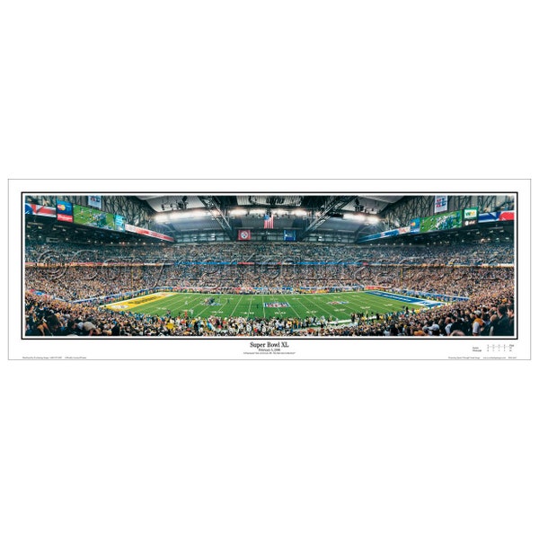 PITTSBURGH STEELERS "Super Bowl XL" Ford Field Panoramic Photograph