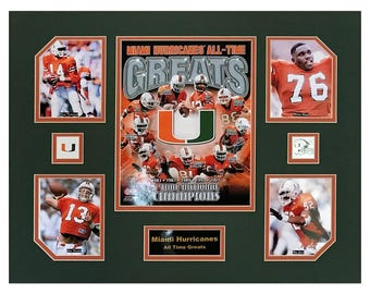 U Miami Hurricanes NCAA Football All-Time Greats 16 x 20 inch Collage