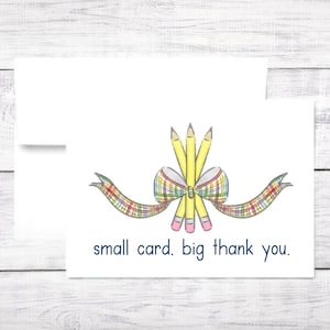 Teacher Appreciation Card: Pencils and Bow, Personalized Thank You