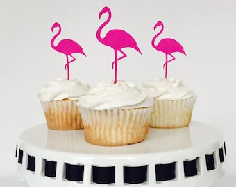 Flamingo Cupcake Toppers: Tropical Party Decorations