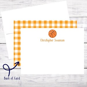 20 cartes de notes plates personnalisées - Basketball - Sports - Papa - Garçon - Orange - Équipe - Anniversaire - Noël - Note de remerciement - Envoie gratuit