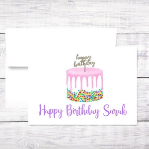 Carte d'anniversaire personnalisée - rigolote - ami - soeur - maman - tante - gâteau d'anniversaire - rose - livraison gratuite