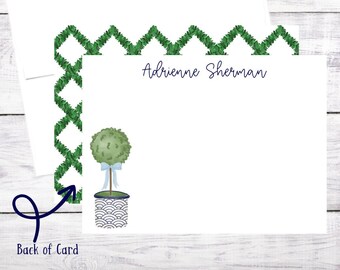 20 Personalized Flat Note Cards - Topiary - Classic - Girl - Boxwood - Thank You Note - Christmas - Birthday - Hostess Gift - Free Shipping