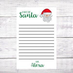 Bloc de notas personalizado de Santa - Navidad - Nota a Santa - Carta del niño a Santa - Forrado o sin forro - Envío gratuito