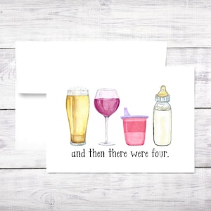 New Baby Card - Second Child - Bottle - Beer - Red Wine - Boy - Girl - Baby Shower - Sippy Cup - Baby Shower - Funny - Free Shipping