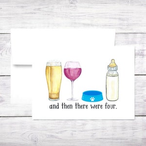 Neue Babykarte, lustig, Flasche, Bier, Rotwein, Hund, Katze, Haustier, Junge, Mädchen, Babyparty, neue Eltern, Mama, Papa, Babyparty, kostenloser Versand