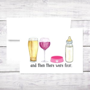 New Baby Card - Bottle - Beer - Red Wine - Dog - Boy - Girl - Baby Shower - New Parents - Mom - Dad - Baby Shower - Funny -Free Shipping