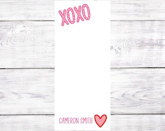 Valentine Notepad - Hearts - XOXO - Personalized - February - Girl - Gift - Valentine Present - Free Shipping