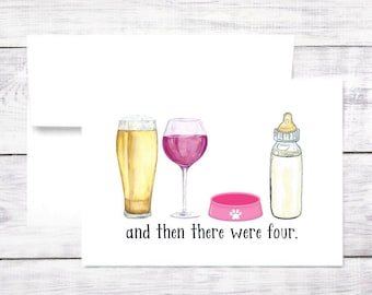 New Baby Card - Bottle - Beer - Red Wine - Dog - Boy - Girl - Baby Shower - New Parents - Mom - Dad - Baby Shower - Funny -Free Shipping