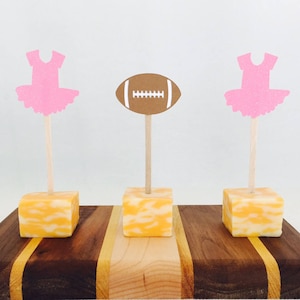 16 Touchdowns or Tutus Gender Reveal Appetizer Picks - Food Picks - Baby Shower - Boy - Girl - Pink - Blue - Party Decor