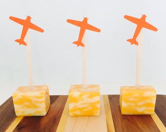 15 Airplane Appetizer Picks - Orange - Time is Flying - Birthday Party - Going Away - Food Picks - Pilot - Boy Birthday