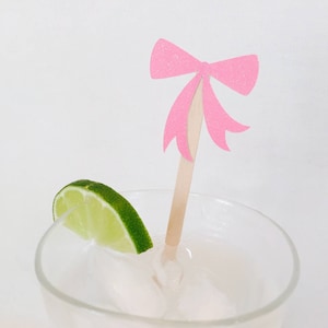 Bow Swizzle Sticks: Party Drink Stirrers - Baby Shower, Birthday (Set of 15)