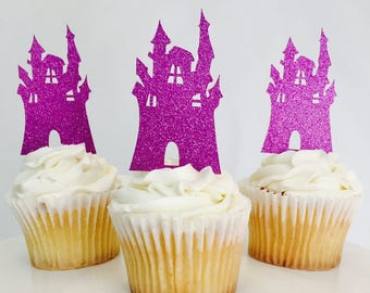 12 Haunted House Cupcake Toppers - Halloween - Halloween Party - Scary - Party Decorations -  Party Supplies - October - Glitter