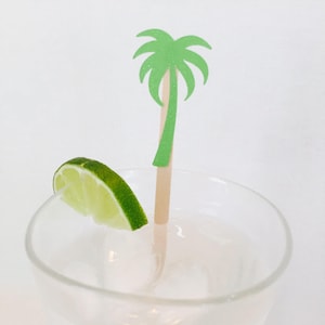Palm Tree Swizzle Sticks: Tropical Drink Stirrers, Luau Party Decor (Set of 15)