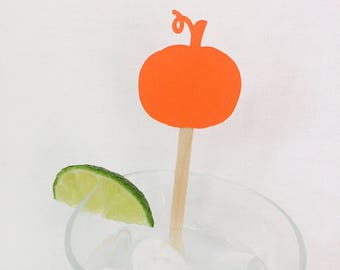 15 Halloween Stir Sticks - Pumpkin - Happy Halloween - Swizzle Sticks - Black - Scary - Haunted - Orange - Drink Stirrer - Cheers